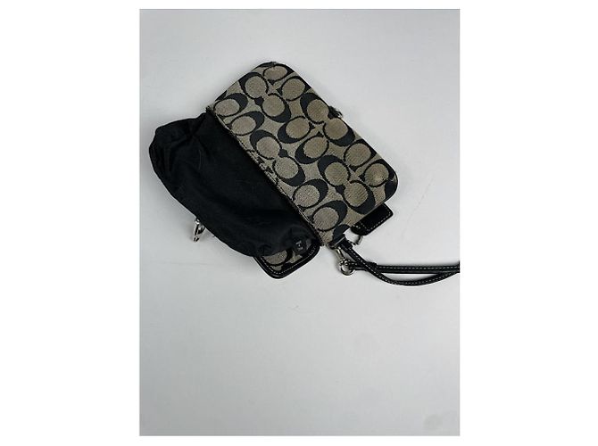 Borsa clutch in cotone nero Sufflette Signature di Coach - vista 3