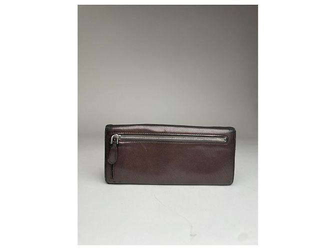 Billetera de cuero marrón Prada Castaño - vista 2