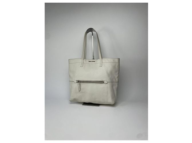 Borsa a mano in pelle bianca Miu Miu Bow Bianco - vista 5