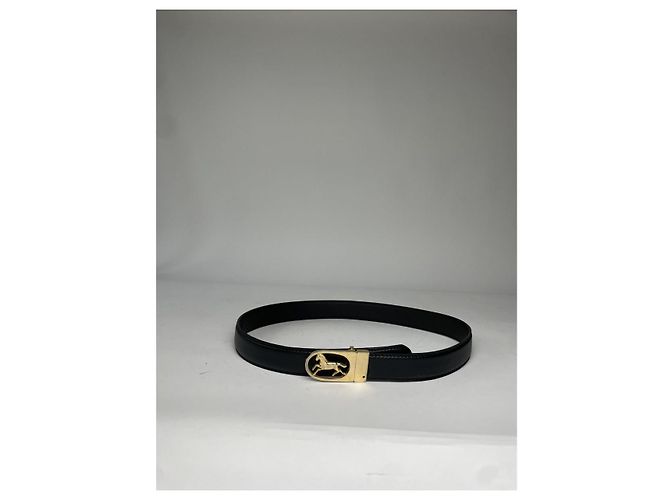 Céline Cinturón de cuero negro Celine Triomphe - vista 2