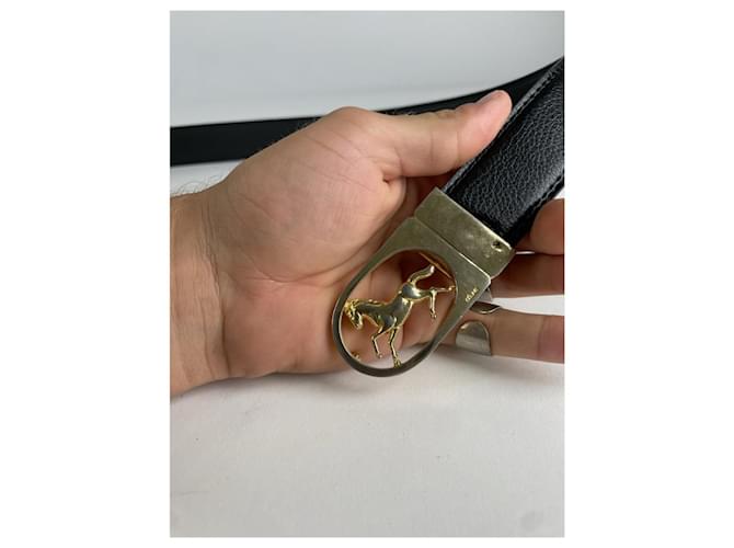 Céline Cinturón de cuero negro Celine Triomphe - vista 3