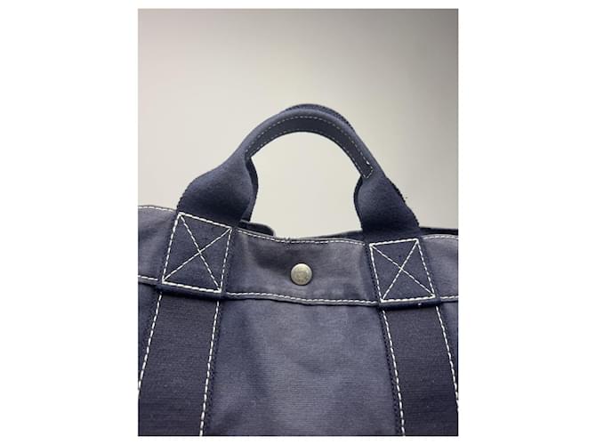Borsa in cotone blu navy Hermès - vista 3
