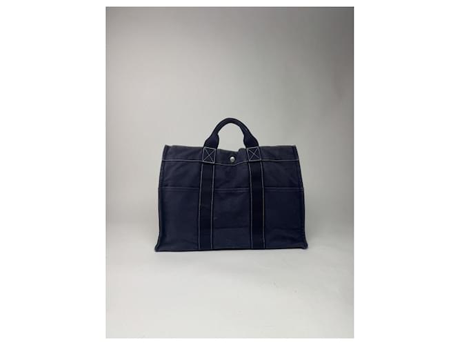 Borsa in cotone blu navy Hermès - vista 4