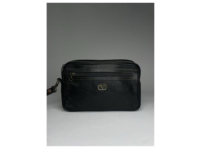 Clutch in pelle nera VLogo Valentino Garavani Nero - vista 2