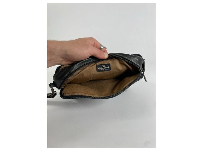 Clutch in pelle nera VLogo Valentino Garavani Nero - vista 5