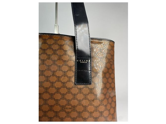 Céline Borsa a secchiello in pelle verniciata marrone Celine - vista 5
