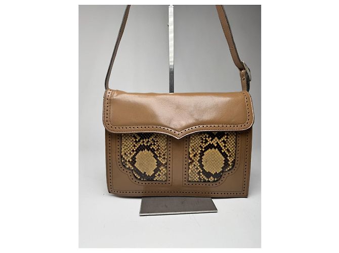 Borsa a tracolla in pelle marrone Saint Laurent Satchel Y con borchie - vista 4
