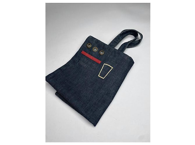 Borsa in denim blu navy di Prada - vista 2