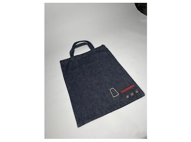Borsa in denim blu navy di Prada - vista 3