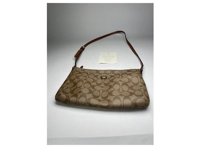 Borsa a mano in pelle marrone Sufflette Signature di Coach - vista 4