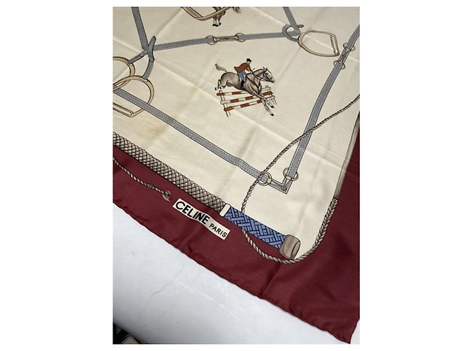 Céline Celine Anelli di foulard Sciarpa in seta multicolore - vista 2