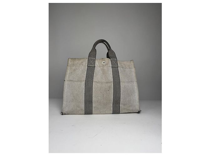 Bolso de mano de algodón beige de Hermès - vista 5