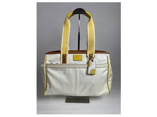 Borsa a mano in cotone bianco Coach Mercer satchel 24 - vista 2