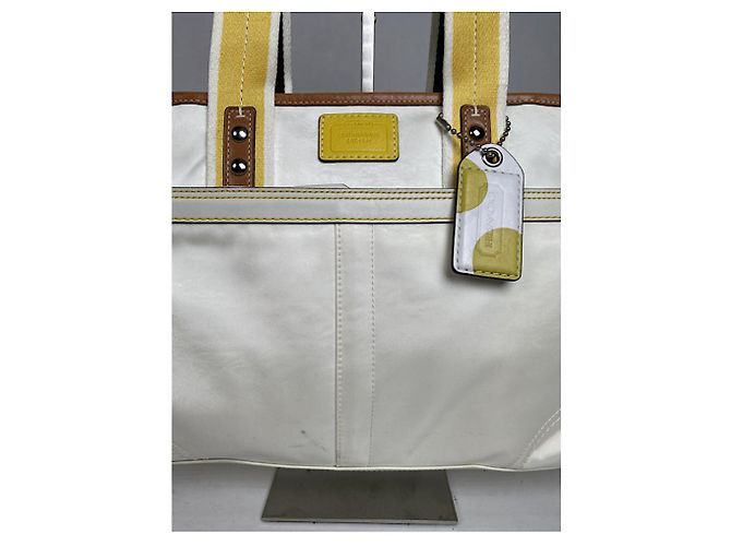 Borsa a mano in cotone bianco Coach Mercer satchel 24 - vista 3