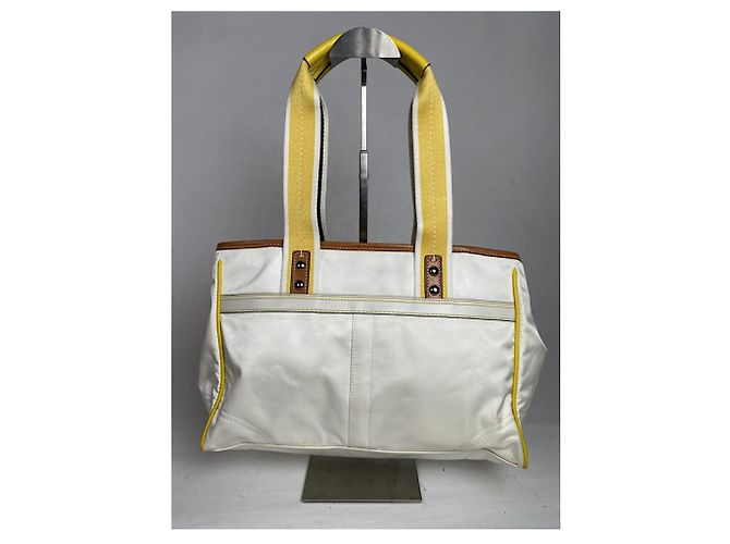 Borsa a mano in cotone bianco Coach Mercer satchel 24 - vista 4