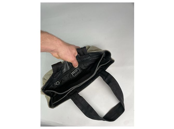 Bolso de mano de algodón negro Prada - vista 2