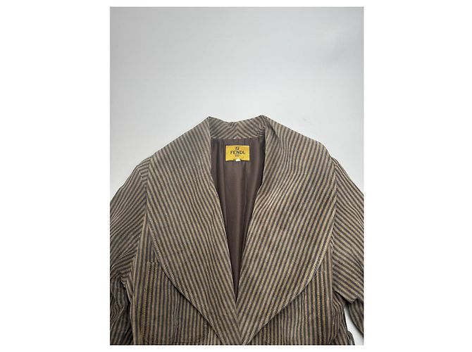Abrigo trench de cuero marrón Fendi Castaño - vista 3
