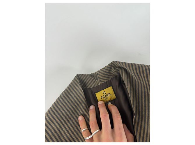 Abrigo trench de cuero marrón Fendi Castaño - vista 5
