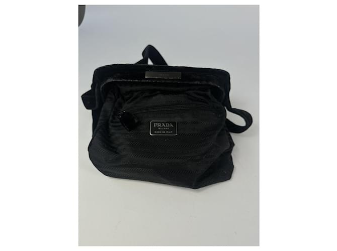 Borsa in cotone nero Prada Re-Edition 2002 - vista 2