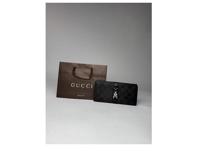 Portafoglio in cotone nero Gucci Zumi - vista 4