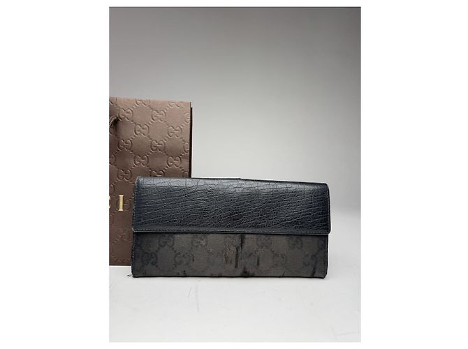 Portafoglio in cotone nero Gucci Zumi - vista 5