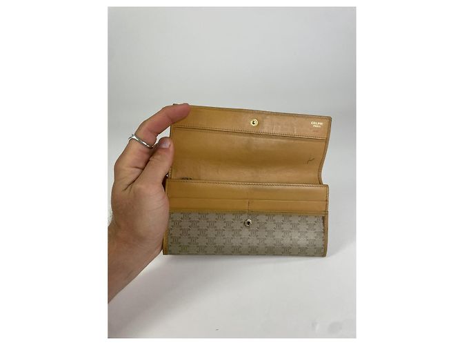 Céline Celine Triomphe Vintage Beige Leather Wallet - view 3