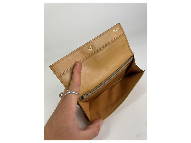 Céline Celine Triomphe Vintage Beige Leather Wallet - view 5