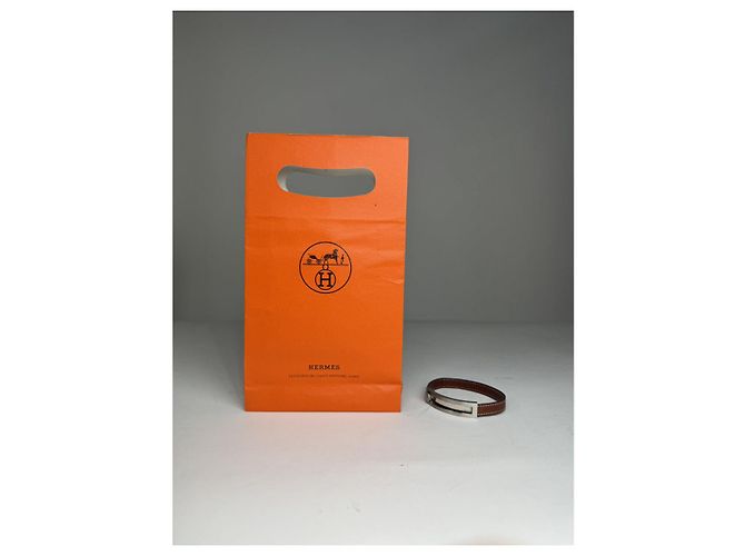 Pulseira de Couro Marrom Charnière da Hermès - vista 2