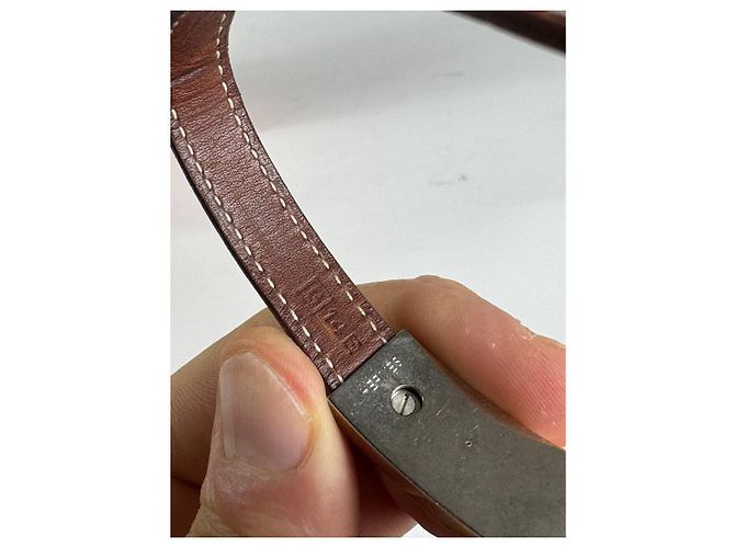 Pulseira de Couro Marrom Charnière da Hermès - vista 3
