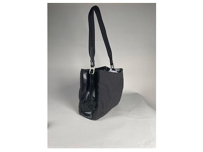 Borsa a mano in cotone nero Prada Cleo - vista 4