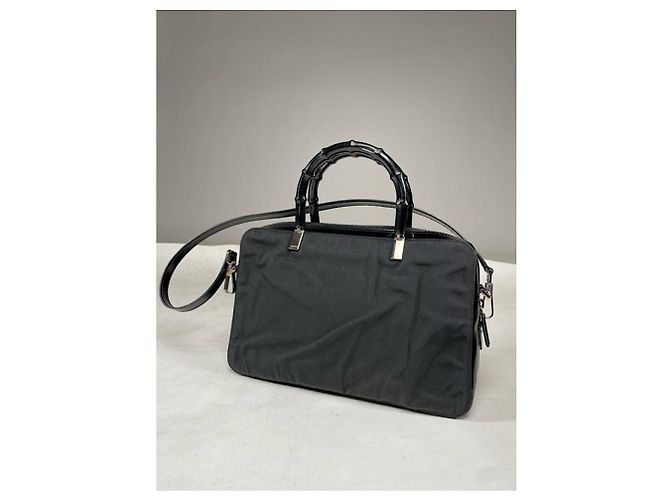 Gucci Bamboo Bullet schwarze Polyester-Handtasche - Ansicht 4