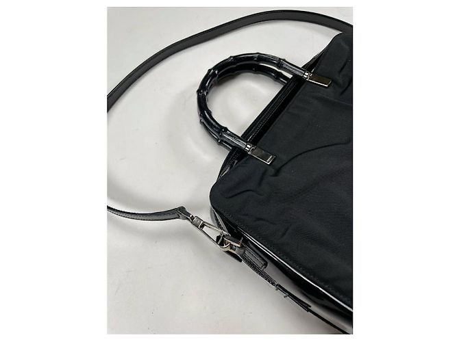 Gucci Bamboo Bullet schwarze Polyester-Handtasche - Ansicht 5