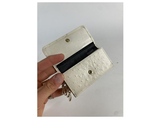 Borsa in struzzo bianca Gianni Versace Bianco - vista 3
