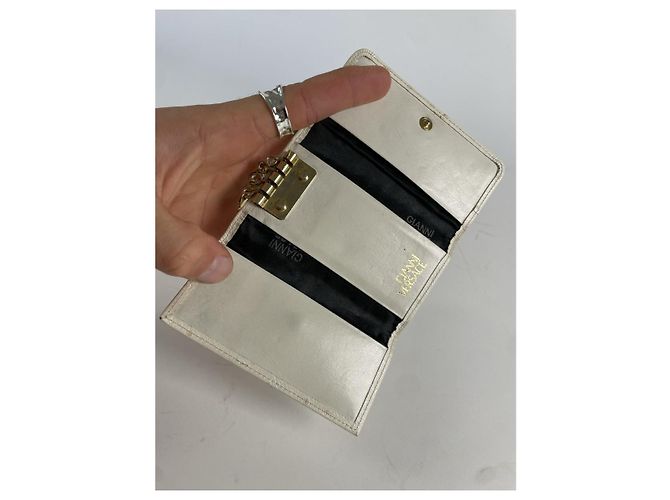 Borsa in struzzo bianca Gianni Versace Bianco - vista 4