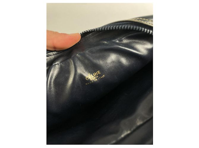 Céline Clutch Vintage in Pelle Nera Celine Triomphe Nero - vista 3