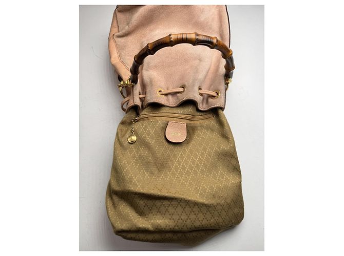 Borsa a secchiello in pelle rosa Gucci Horsebit 1955 - vista 2