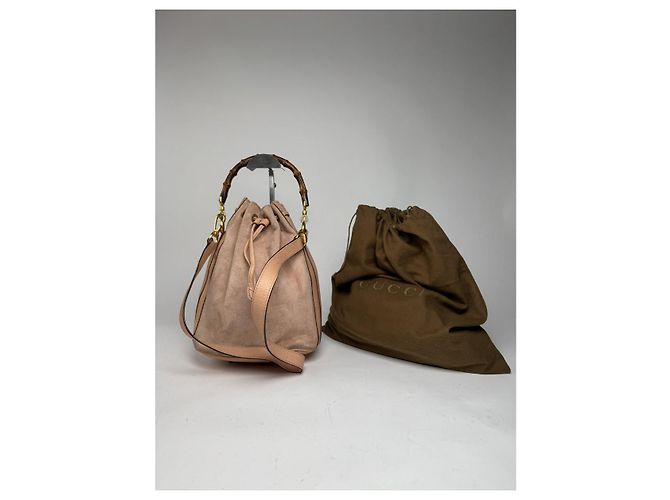 Borsa a secchiello in pelle rosa Gucci Horsebit 1955 - vista 4