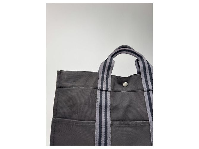 Hermès schwarze Baumwollhandtasche - Ansicht 2