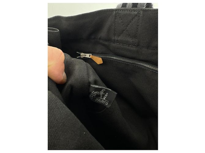 Hermès schwarze Baumwollhandtasche - Ansicht 3