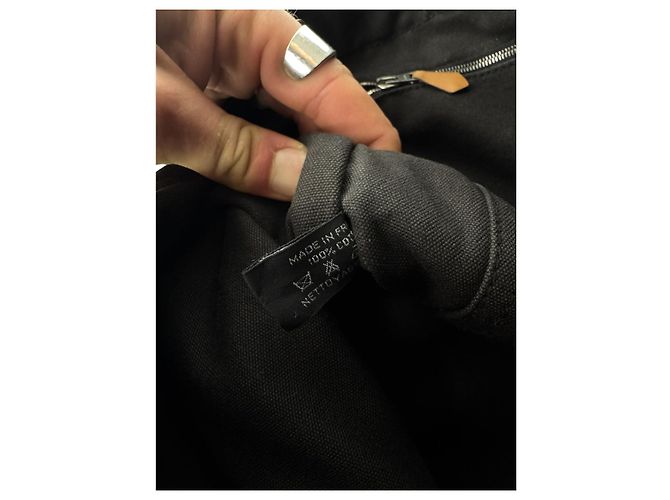 Hermès schwarze Baumwollhandtasche - Ansicht 4