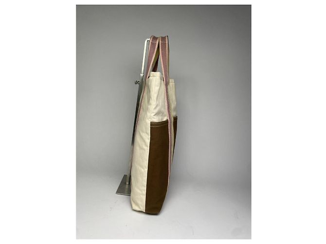 Borsa a mano in cotone beige Marni Moon - vista 3