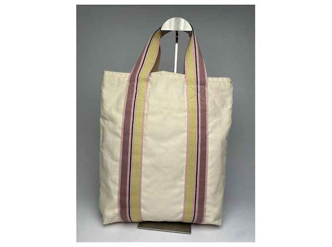 Borsa a mano in cotone beige Marni Moon - vista 4