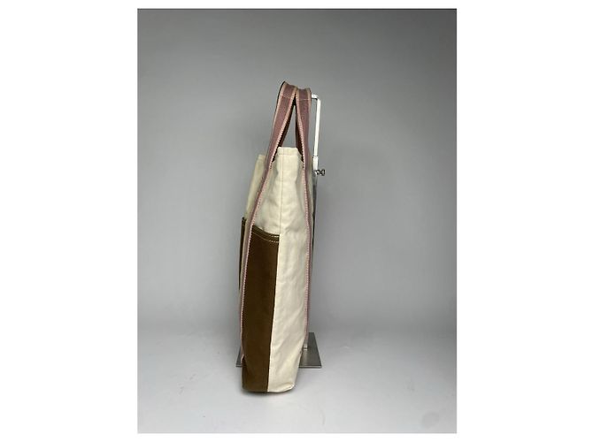 Borsa a mano in cotone beige Marni Moon - vista 5