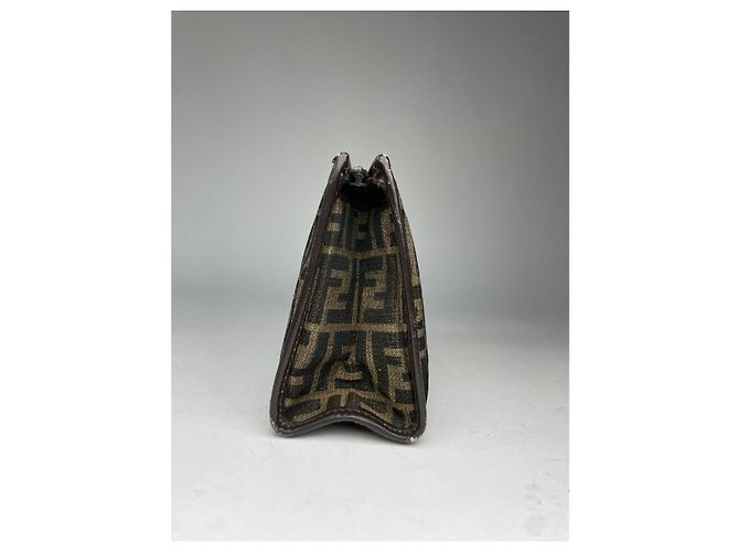 Clutch in cotone marrone Fendi Baguette - vista 2