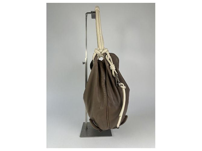 Borsa a mano in pelle marrone Loewe Flamenco - vista 4