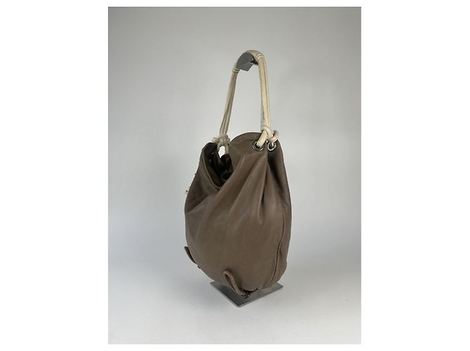 Borsa a mano in pelle marrone Loewe Flamenco - vista 5
