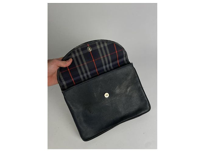 Clutch in pelle nera Burberry Nero - vista 4