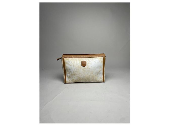 Céline Clutch in pelle bianca vintage Celine Triomphe Bianco - vista 3