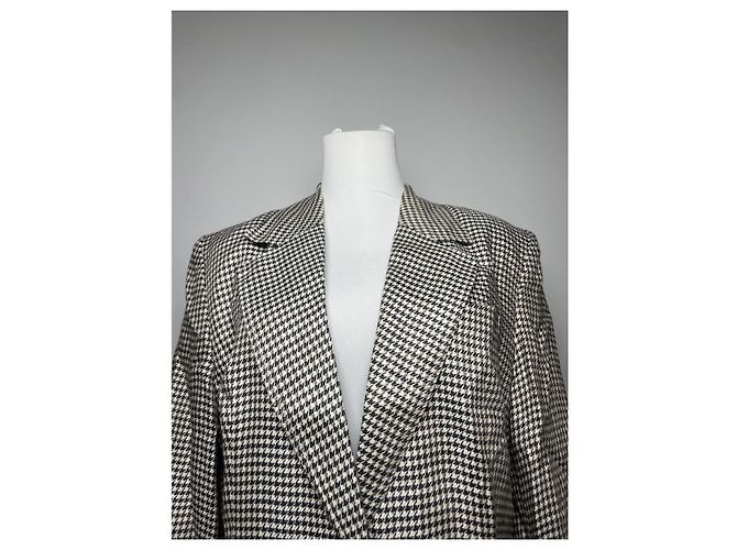 Dior Houndstooth Wool Coat Black and White - view 2