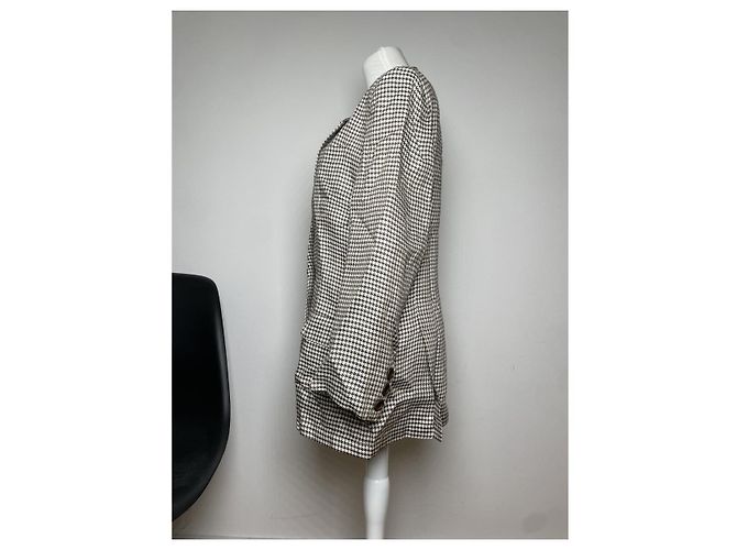 Dior Houndstooth Wool Coat Black and White - view 3